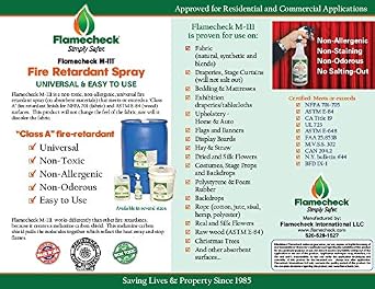 Flamecheck M-111 Fire Retardant Spray (Quart) Class A, Non-toxic and easy to use on fabric, wood, stage curtains and other absorbent surfaces.