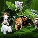 7 Pieces Plush Safari Animals 4.72 Inches Jungle Stuffed Animal Set Includes Giraffe Tiger Lion Bear Elephant Zebra for Zoo Themed Parties Teacher Student Achievement Award