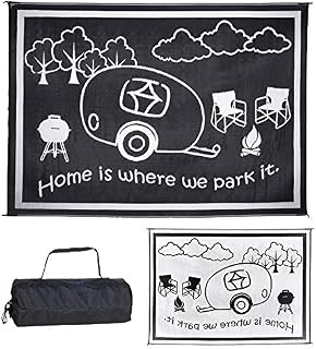 Stylish Camping RH8111 Black/White 8-Feet x 11-Feet RV Home Mat