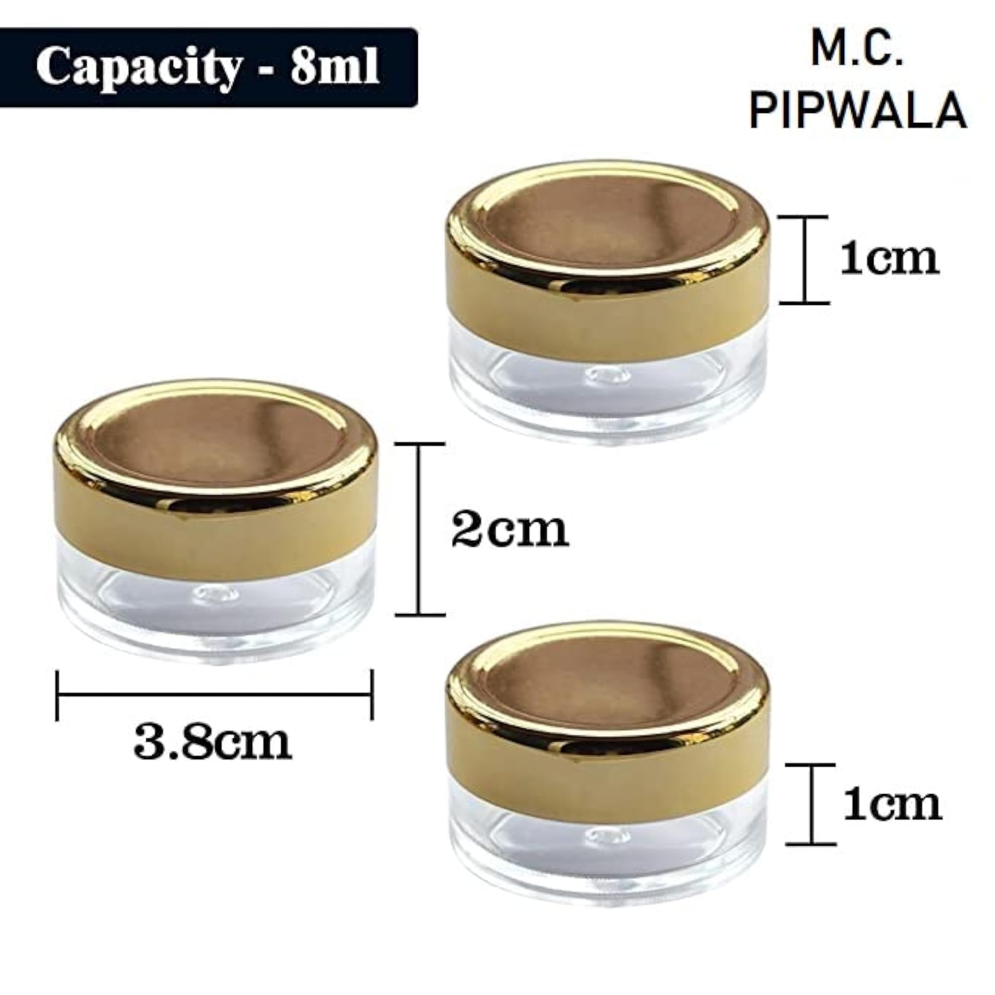 10 GM Empty Acrylic Jar Cosmetic Container with Gold Lid