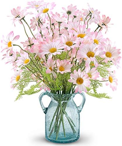 RERXN Artificial Plants Fake Shrubs Plastic Bushes Flower, Faux Greenery Cactus with Mini Flowers Indoor Outdoor Garden Home Office Decor,Pack of 3 (White-B)