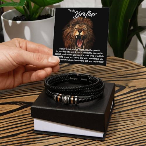 Image of To My Brother Bracelet, Bracelet for Brother from Sister, Gifts from Mom and Dad, Birthday Gift with Message Card and Box