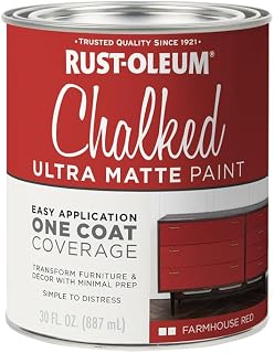 Rust-Oleum Farmhouse Red Chalked All-in-One Ultra Matte Paint | One Coat Coverage | No Primer, Sanding, Or Topcoat Needed | Easy Clean Up | Made in USA | 30 OZ | 2 Pack