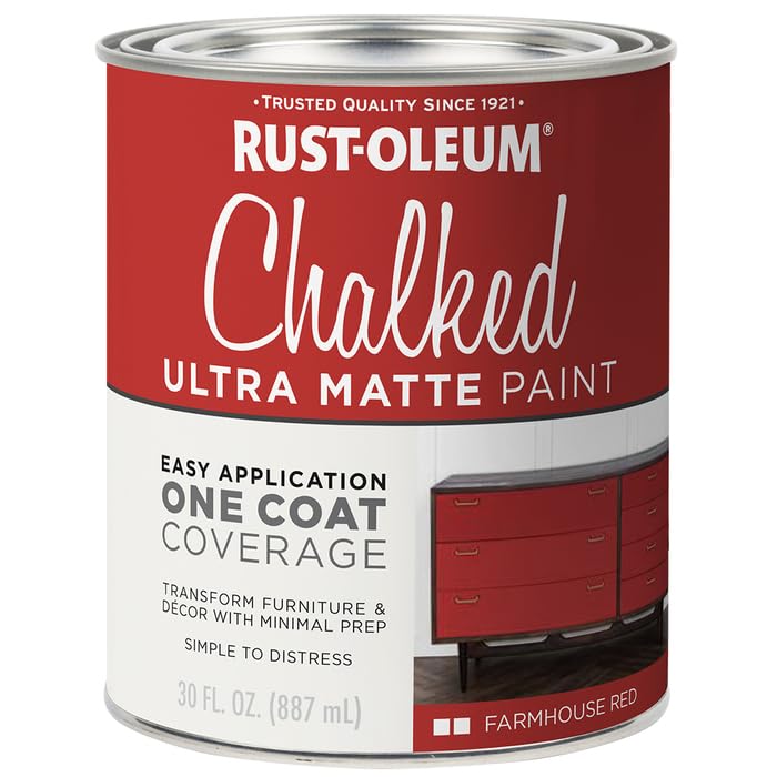 Rust-Oleum Farmhouse Red Chalked All-in-One Ultra Matte Paint | One Coat Coverage | No Primer, Sanding, Or Topcoat Needed | Easy Clean Up | Made in USA | 30 OZ | 2 Pack