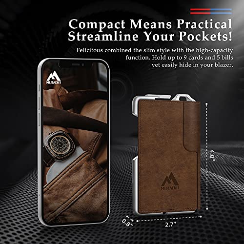Image of MURADIN Tactical Minimalist Wallet for Men, Slim RFID-Blocking Metal Card Holder, Front Pocket Men's Nylon Leather Dapper Bifold Wallet with Money Clip