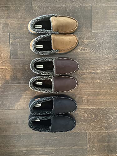 Dearfoams Men's Eli Microsuede Moccasin Slipper, Black, Medium #TOP4