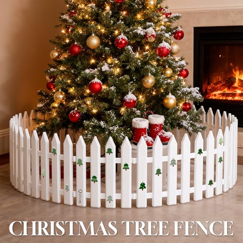 Qsbon Christmas Tree Fences 12PCS: Sticker DIY Christmas Tree Gate White Picket Fence for Xmas Holiday Party Decor Garden Home Office, Inches by Qsbon - Used condition - Image 2