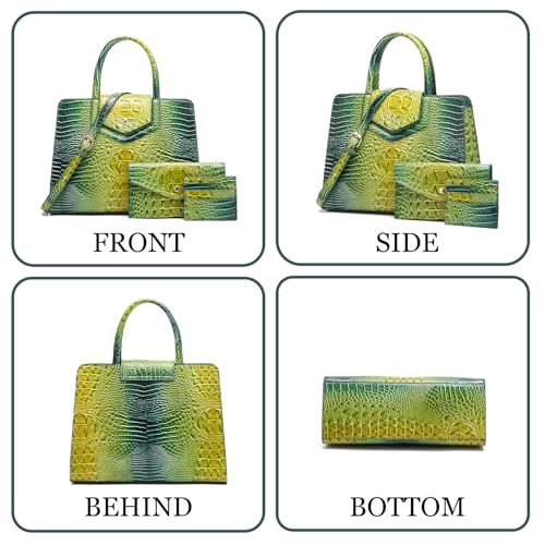 Image of Makcr Joacbv Women Embossed Pattern Satchel Handbags Wallet 3 pcs Set Crossbody Tote Top Handle Vegan Leather Ladies Bag | Embossed Pattern