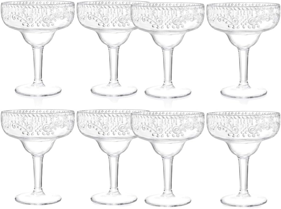 Set of 8 Acrylic Margarita Glasses, 16oz Crystal Clear Unbreakable Cocktail Cups, Perfect for Martini, Tequila, and Party Drinks - BPA-Free (8 SET)