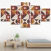 SIGNWIN 5 Panel Canvas Wall Art Modern Art Contemporary Dramatic Geometric Mixed Media Multicolor Patterns for Home Decorations Ready to Hang - 60