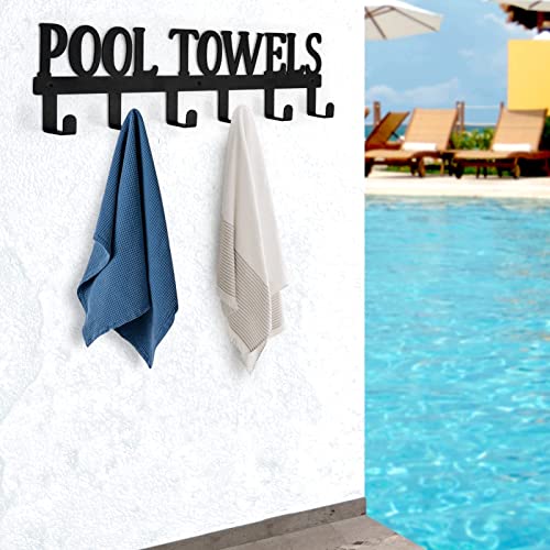 Pool Towel Rack Outdoor Towel Drying Rack Beach Towel Holder Poolside Towel Storage Wall Mounted Metal Hooks For Bath Towel, Robe Swimsuit, Coat, Bag, Keys #TOP5