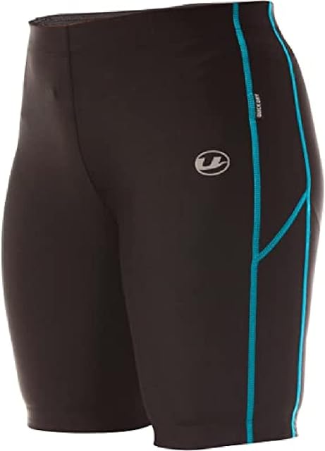 Ultrasport Women's Short Quick-Dry-Function Running Tights - Black/Turquoise, Medium