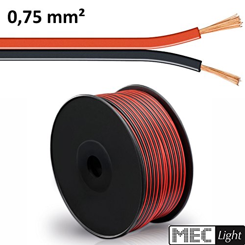 (0,59€/m) 5-100m LED Kabel Zwillingslitze 2x 0,75mm² rot/schwarz 2-adrig (100m Zwillingslitze 2x 0,75mm²)