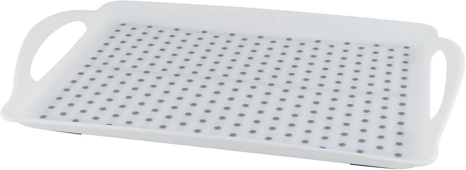 MDLUU Non-Slip Serving Tray with Handles, Food Serving Platter, Set of 2, White - Image 2