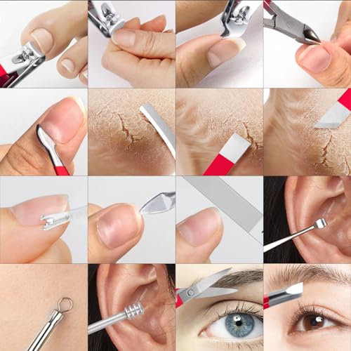 Manicure Set Professional Nail Clippers Pedicure Kit, 16 pcs Stainless Steel Nail Care Tools Grooming Kit with Luxurious Travel Leather Case for Thick Nails Men Women Gift (Red) by Leipple - Used condition - Image 7