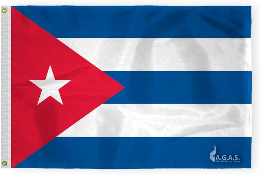 AGAS Cuba Flag - 2x3 ft - Printed Single Sided on 200D Nylon - Stitched Edges - Canvas Header Brass Grommets