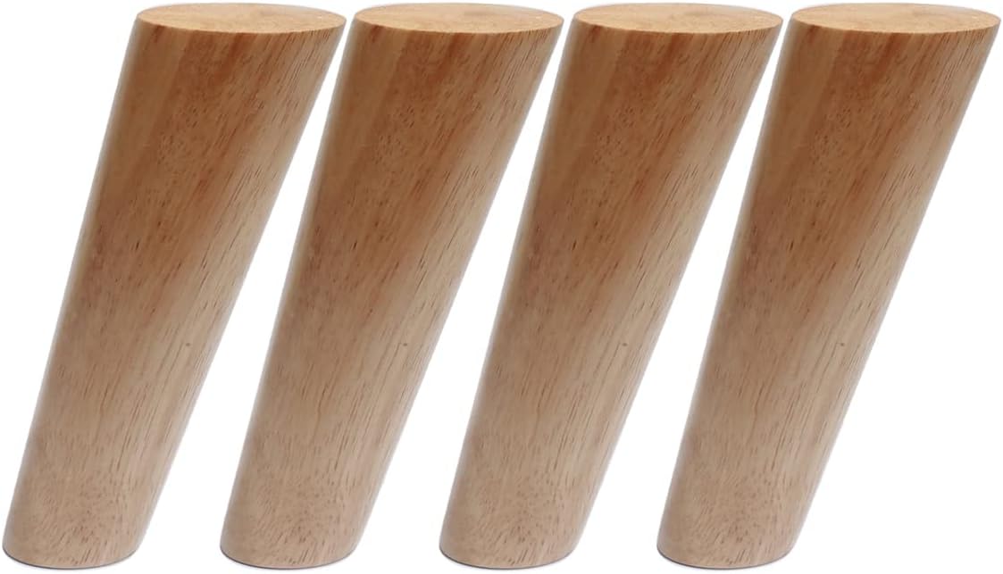 Round Solid Wood Furniture Legs Sofa Replacement Legs Perfect for Mid-Century Modern/Great IKEA hack for Sofa, Couch, Bed, Coffee Table (8 Inches,Set of 4, Walnut Color)