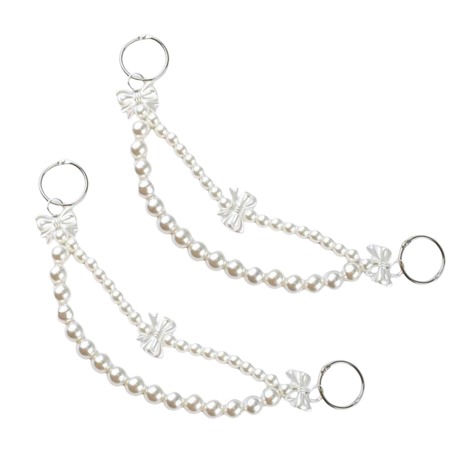 YROHGKPN 2Pcs Artificial Pearls Chain Bag Decoration Charm Large Imitation Pearls Beads Purse Handbag for Women Beach Decorations