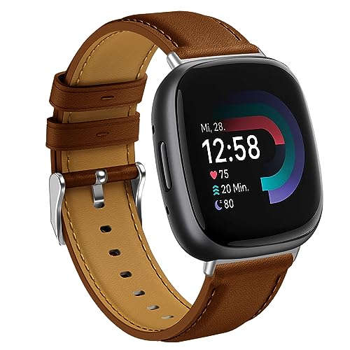 Hatolove Kompatibel Mit Versa 4/3 Armband - Weiches Leder für Fitbit Versa 4/3, Sense/Sense 2 - Herren Damen