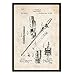 Nacnic Poster con patente de Caña de pescar. Lámina con diseño de patente antigua en tamaño A3 y con fondo vintage