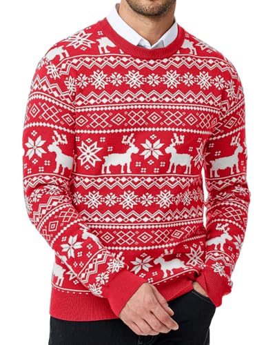 Meilicloth Herren Weihnachtspullover Strickpullover Rundhals Pullover...
