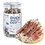 PAWUP Cod Skin Dog Treats with Duck Dog Snacks High Protein and Omega-3, Natural Dog Chews w/Taurine, 12.5 oz
