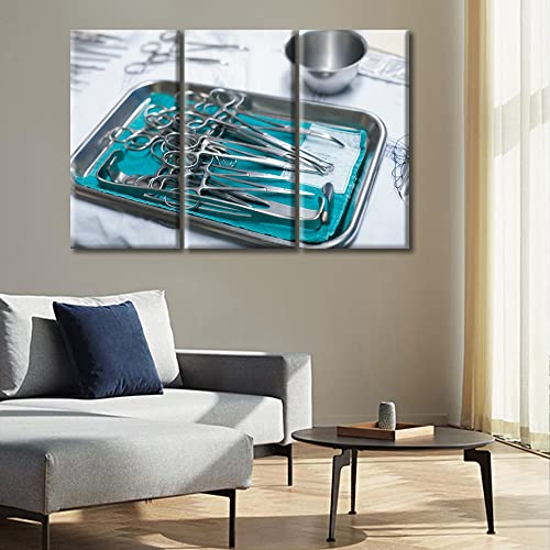 Image of TUMOVO Clinical Laboratory Canvas Wall Art Home Decor Medical Pictures Black and White Wall Art 3 Panel Medical ExaminationPosters and Prints Framed Ready to Hang (42 inch Wx28 H)