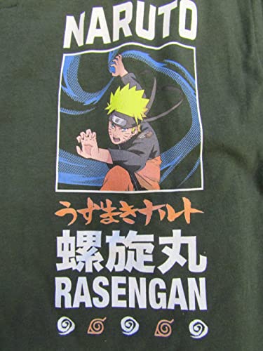 Bioworld Mens Naruto Shippuden Anime Rasengan Forest Green Sleep Pajama Pants2