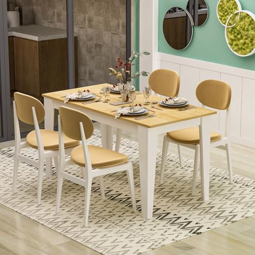 Homidea SHIMAL Table à manger pour 4 personnes - Table de cuisine moderne avec plateau stable - 120 x 72 x 73,8 cm - Table de salle à manger pour cuisine et...