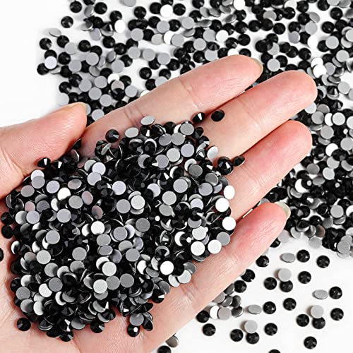 Image of Beadsland Flat Back Crystal Rhinestones Bulk, Jet Black, SS20, 14400pcs | Flatback Glass Gems for Nails Crafts Clothes DIY Decoration, Glue Fix, 4.6-4.8mm