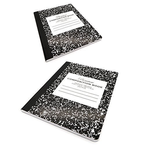 Emraw Premium Black Marble Composition Book Wide Ruled Paper Office Dairy Note Books 100 Sheet Meeting Notebook Journals Hard Cover Pack Of 4 Writing Book For School #TOP4