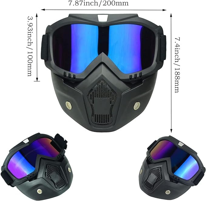 Riveira Airsoft Mask Full Face with HD Goggle Skull Skeleton Paintball Mask for Halloween Cosplay Paintball Game Props Party Tactical Mask - Multicolor - 1 pc 1