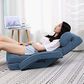 FLOGUOOR Floor Chair, Chair Bed with Pillow for Single Sleep, 42 Positions Adjustable Floor Sofa, Single Sofa Bed Chair (Dark Blue) 8803