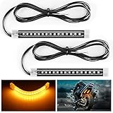 Nilight 2PCS 5 Inch LED Motorcycle Turn Signal Tail Light Strips Yellow Amber Beam Flexible Bend Adhesive Universal Fit Harley Motorcycles Dirt Bikes Snowmobile ATV
