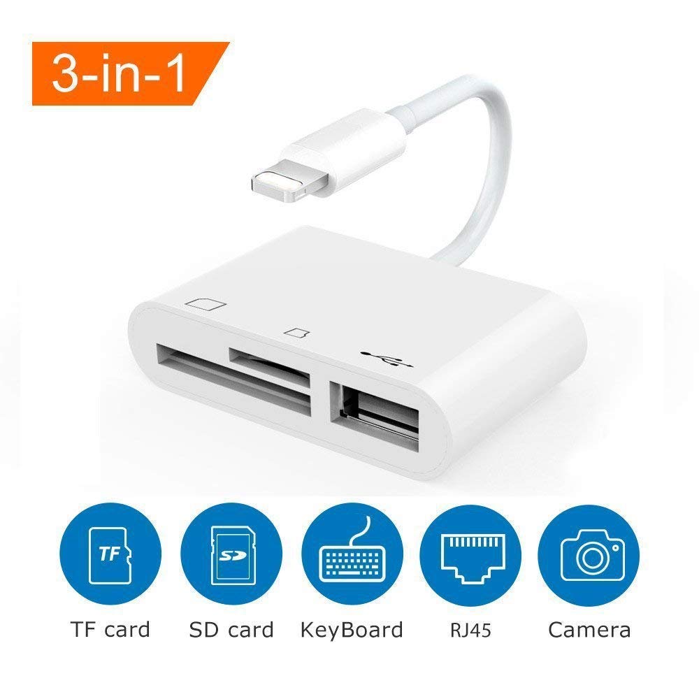 Microware 3 in 1 SD Card Reader, Digital Camera Reader Adapter Cable, Lightening to USB Camera Adapter, SD/TF Card Reader, Trail Game Camera Viewer for iPhone/iPad, No App Required-image-48
