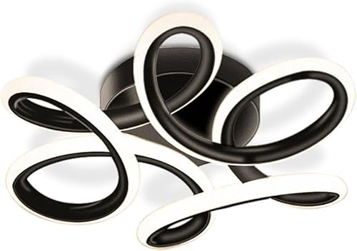 Lámpara de techo semiempotrada moderna de 30 W, lámpara de techo negra de 10 pulgadas con anillos curvos para pasillo, entrada, vestíbulo, sala de