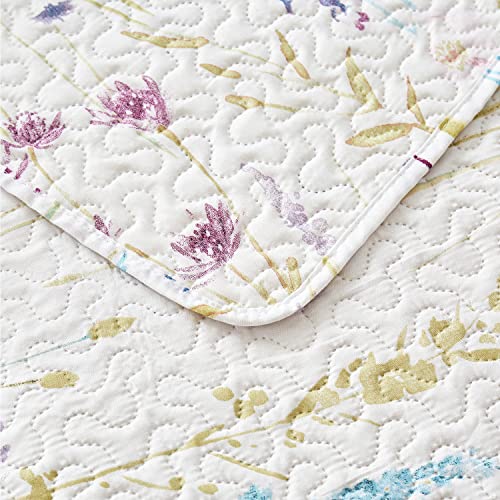 Image of Twin Daybed Cover Set Floral Daybed Bedding 3 Piece Reversible Cozy Day Bed Cover Double Sided Quilt Bedding Purple Flower DayBed Comforter All Season for Twin Bed with 2 Standard Shams,39 inchx75 inch