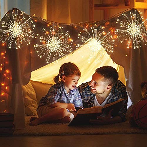 8 Pack Firework Lights 120 Led Copper Wire Starburst Lights, 8 Modes Dimmable String Led Lights With Remote Control,Waterproof Hanging Fairy Lights For Party,Home,Christmas,Garden Outdoor Decoration #TOP2