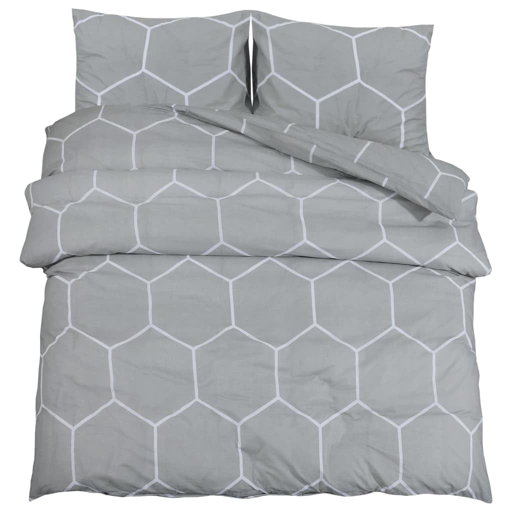 vidaXL Duvet Cover Set, Duvet Bedding Set for Bedroom, Slipcover with Button Closures, Decorative Pillowcase Bedspreads, Grey 155x220 cm Cotton