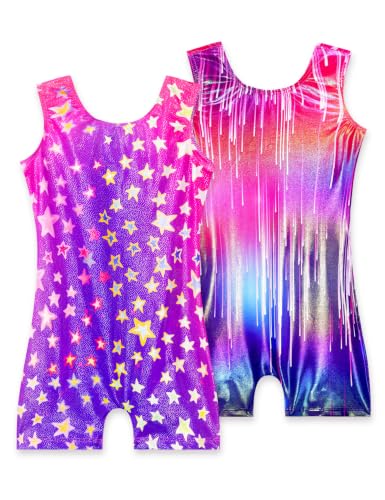 Image of 2 Pack Leotard for Girls Gymnastics Sparkly Sleeveless Unitards