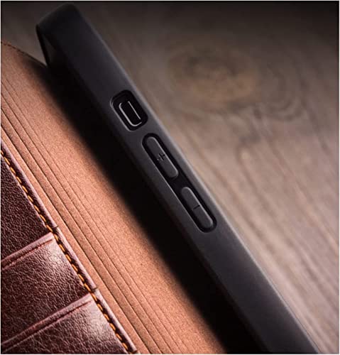 Étui portefeuille iPhone 13 en cuir marron avec 3 porte-cartes et support