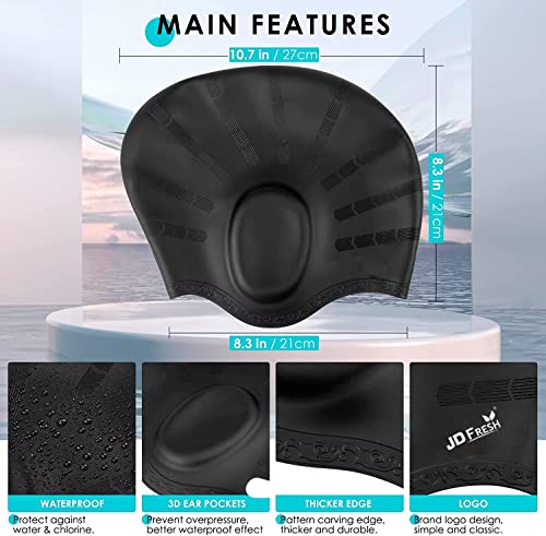 Image of JD FRESH Multicolor Silicone Swimming Cap for Men & Women /Keeps Hair Clean and Ears Protected /Unisex Swim Caps /Caps for Long /Braided /Thick Hairs /Swimming Cap