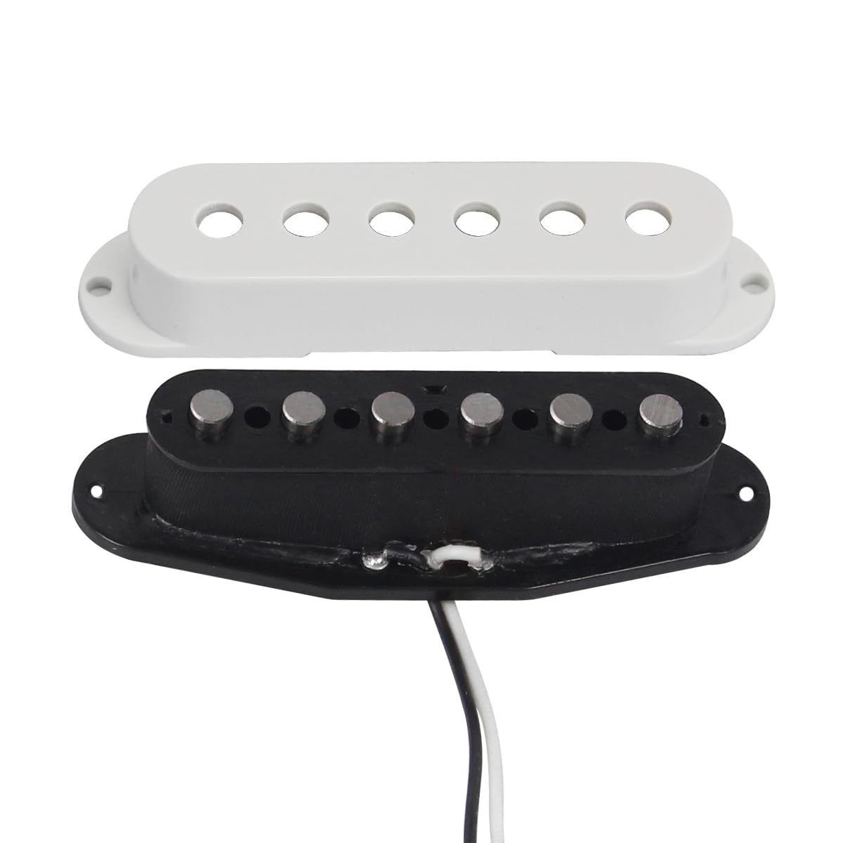 FLEOR Alnico 5 HSS Single-Coil+Humbucker Pickup Neck+Middle+Bridge Pickup(14-15K)Set, White, White N/M+B(14-15K) - Image 4
