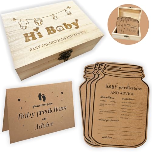 Dwsiplytg Baby Prediction Cards for Baby Shower Games, Advice and Wishes Cards for Parents To Be, Gender Neutral Boy Girl, Baby Predictions Box Guessing Activities Baby Shower Decorations (5x7inch)