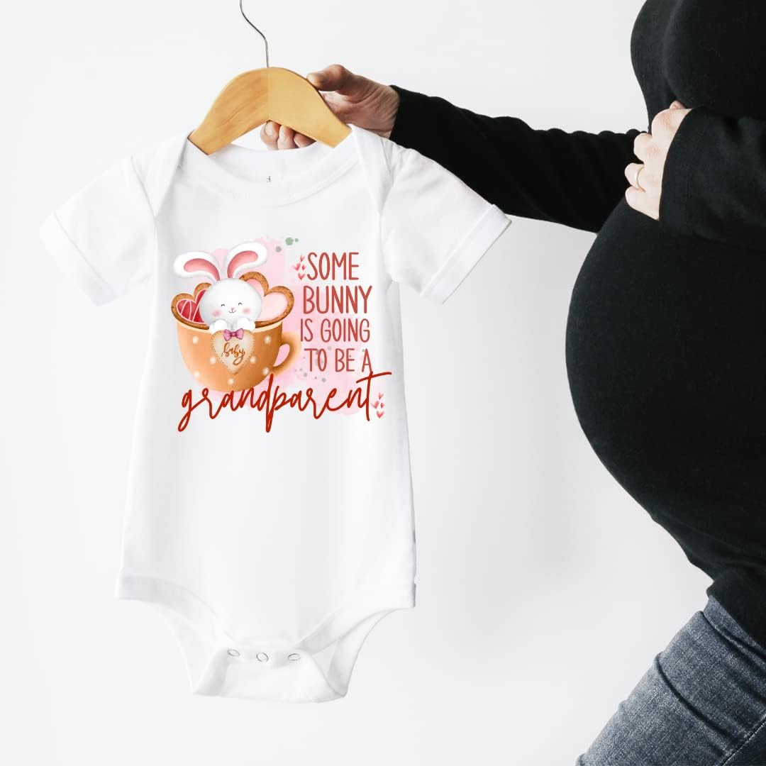 Some Bunny Is Going To Be A Grandparent Easter Baby Announcement Onesie. Hatching Soon Pregnancy Announcement Gifts to Grandparents. Surprise Easter Baby Reveal Ideas For Grandma and Grandpa To be.