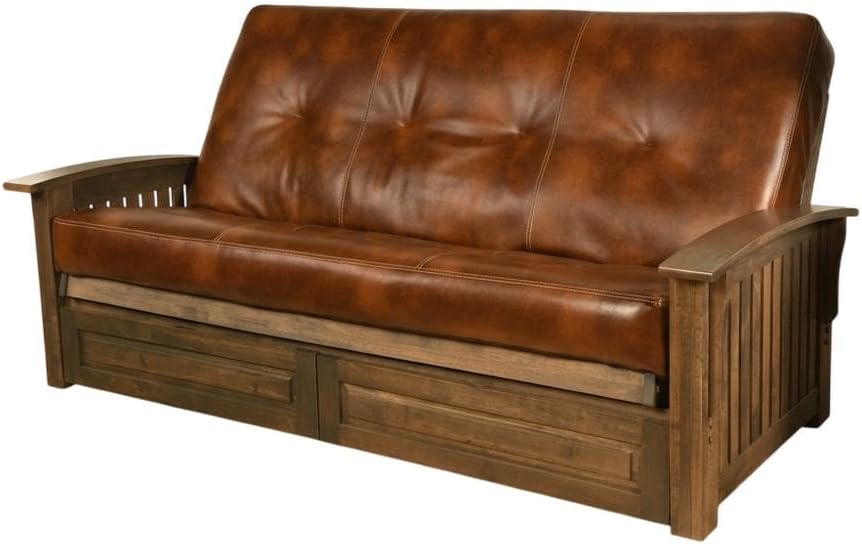 Starlight Canyon Home Brown Fabric Futons with Leather and Cotton Blend, Comfortable, Stylish, Durable Frame, Perfect for Lounge and Guest Spaces