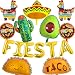 Mexican Party Decorations Fiesta Balloons - 14 Pcs Cinco De Mayo Decorations Including Cactus Llama Avocado Foil Balloon Papel Picado Banner for Fiesta Taco Luau Party Decor Supplies