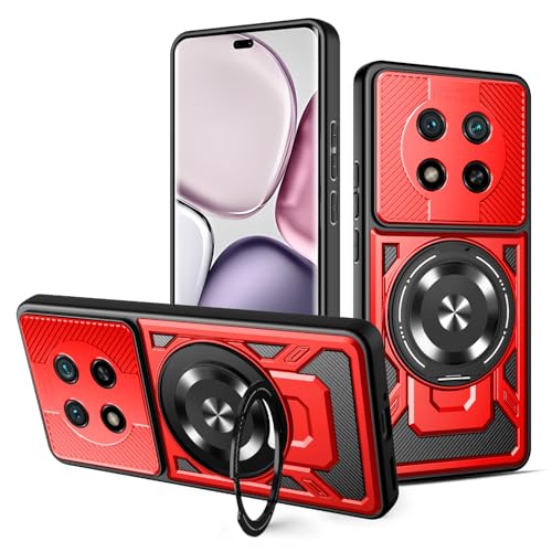 �P�[�X �Ή��@�� for Honor X60 Pro / X9C / Magic7 Lite,�Ή��@�� for Magsafe,���C�����X�[�d�Ή� �ԍڃ}�O�l�b�g�X�^���h 2 in 1 [PC+TPU] Red