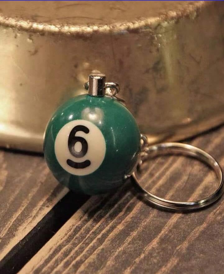 6 no Orjinal Büyük Boy Bilardo Topu Anahtarlık Ø 4 cm Çapında Yeşil Renk Emsalsiz Hobi Tarz Hediye
