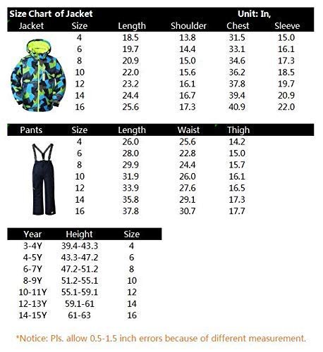 Wowulovely HX25-076 Big Boy'S 2-Piece Colorblock Snow Pants And Jacket Snowsuit Ski Suit Waterproof Windproof Ski Jacket Colorful Unisex,Fy Black 8 thumb #7